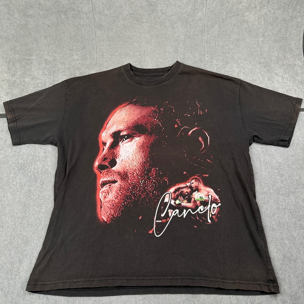 Cisco Canelo Alvarez Boxing Graphic T-Shirt Black XL Double Sided Streetwear Y2K